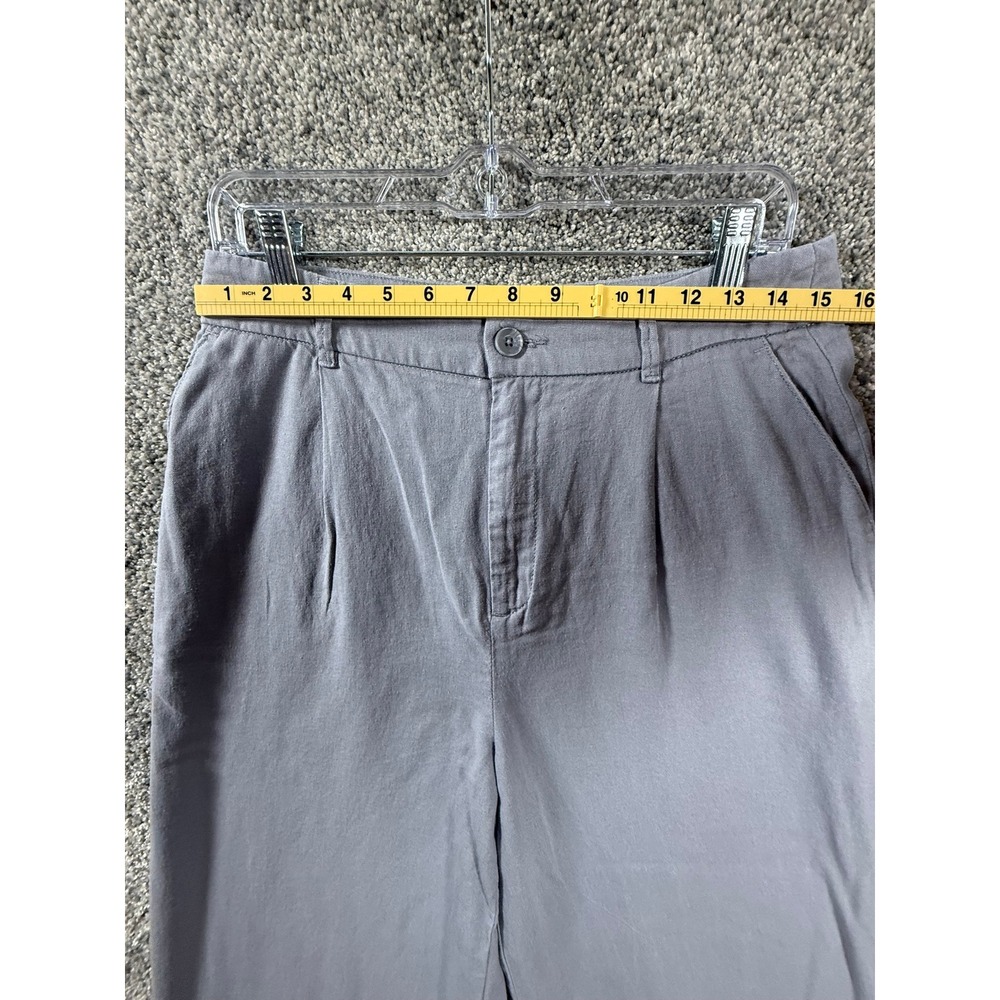 Rewash Brand Grey Linen Blend Wide Leg Pleated High Rise Trousers Pants 29 Waist - Picture 4 of 11